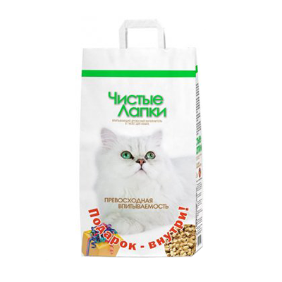Чистые лапки наполнитель древесный впитывающий 4,5 кг.