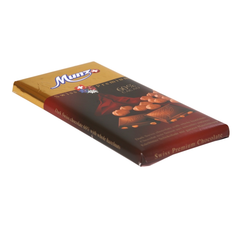 

Шоколад Munz Swiss Premium горький какао с обжаренным фундуком 60% 100 г