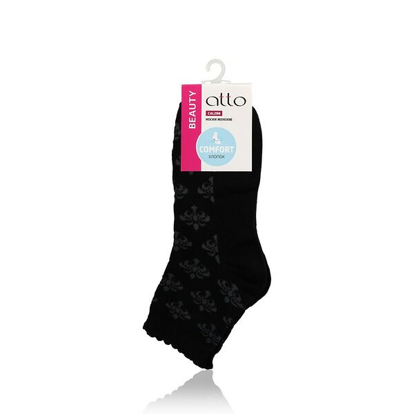 Женские носки Atto трикотажные C467 , бамбук , ажурные , черные , р.23-25