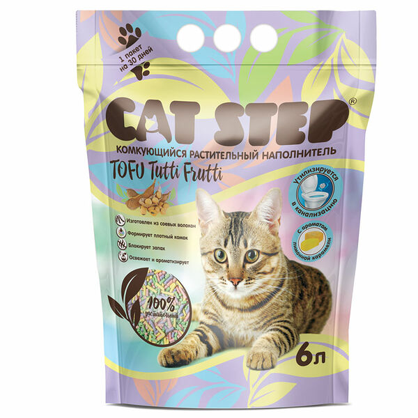 Наполнитель комкующийся Cat Step Tofu Tutti Frutti для кошек 6 л