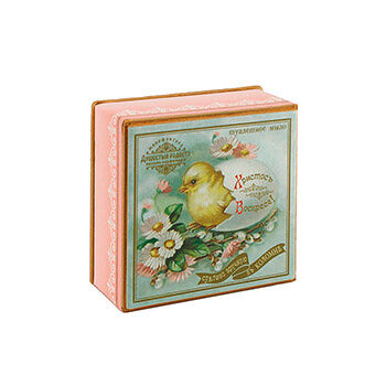 Мыло «Грёзы» в подарочной коробке «Христосъ воскресе!» с цыплёнком, «Душистыя радости», 100 г, Россия