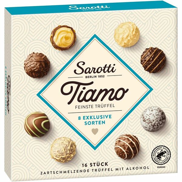 Конфеты Sarotti Tiamo Truffles Ассорти с шампанским виски ромом джином и ликером, 200г