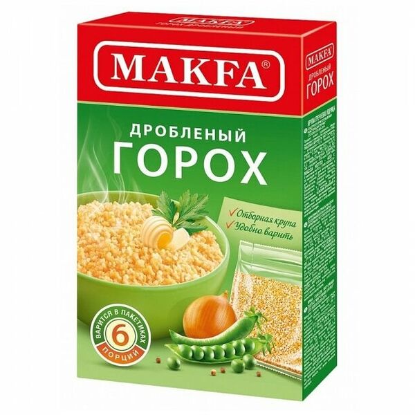 Горох Макфа дробленый в пакетиках для варки, 6 шт