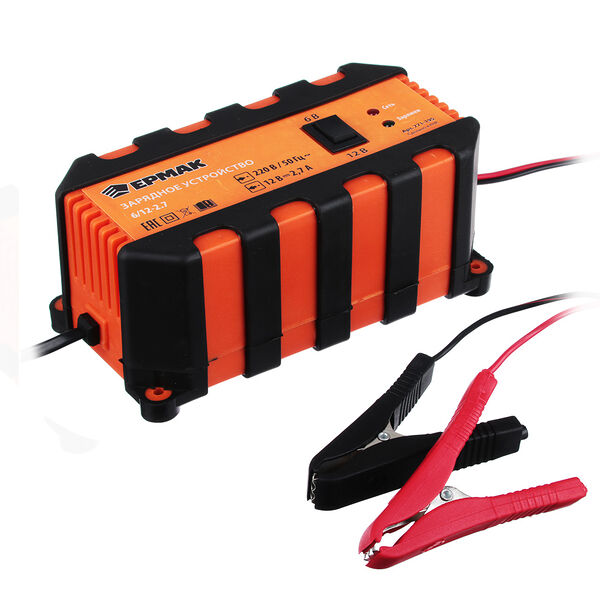 Ермак зарядное устройство импульсное, автомат, 2.7 a, 6в/12в, пластик корпус