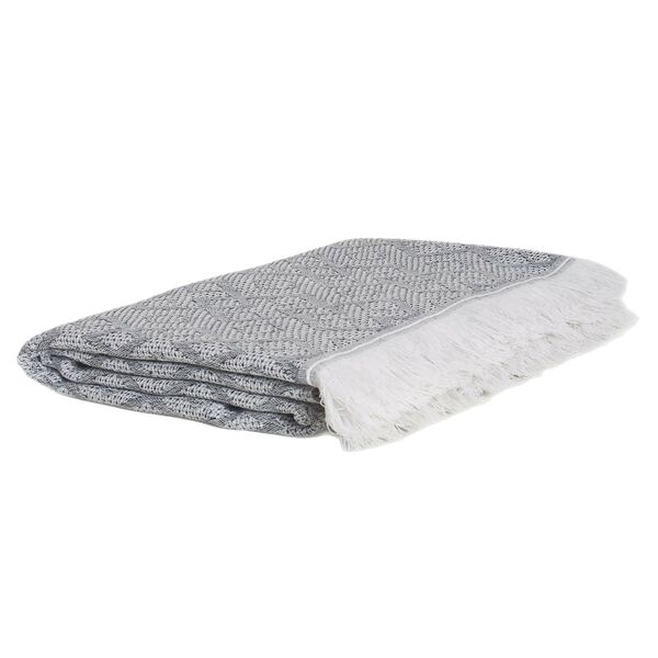 Покрывало вафельное Ромб с бахромой, 150х200 см, темно-синий, хлопок