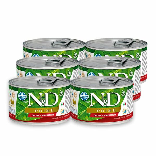 Корм для собак FARMINA N&D Prime для мелких пород, курица и гранат банка 140г (упаковка - 6 шт)