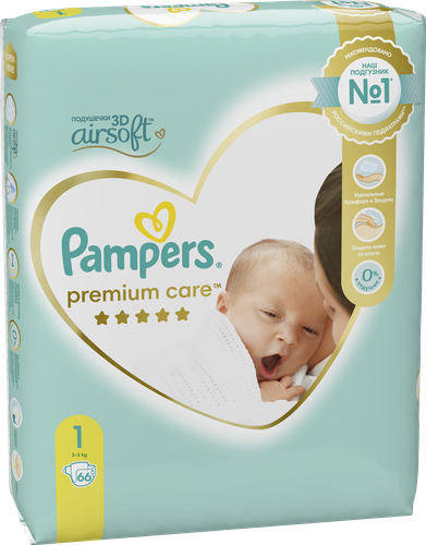 

Подгузники детские PAMPERS Premium Care Newborn 2–5 кг, 66 шт