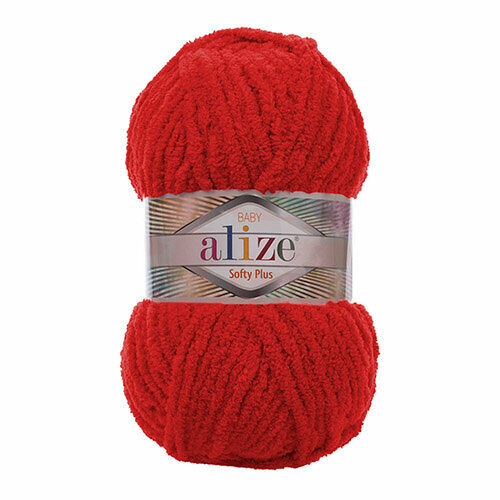 Пряжа Alize 'Softy Plus' 100г 120м (100% микрополиэстер)(56 красный)
