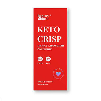 Батончик низкоуглеводный Beauty Bite Keto Crisp Апельсиновый марципан 30г, Россия