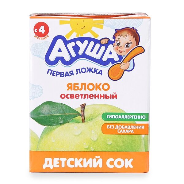 Сок осветлённый Агуша Яблоко с 4 месяцев