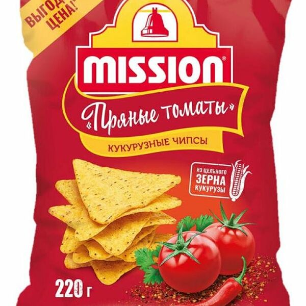 Чипсы кукурузные - пряные томаты ТМ Mission (Миссион)