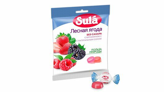 Леденцы без сахара Лесная ягода Sula с витамином С, 60 г