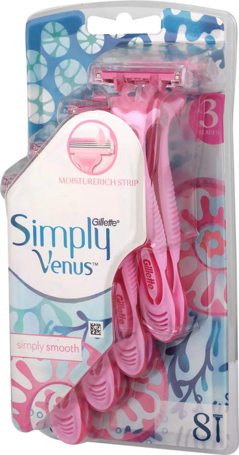 

Станок для бритья женский одноразовый GILLETTE Venus Simply 3, 8шт