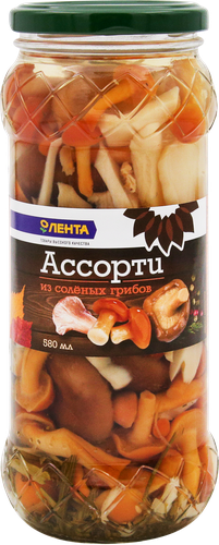 

Ассорти из соленых грибов Лента 580 мл