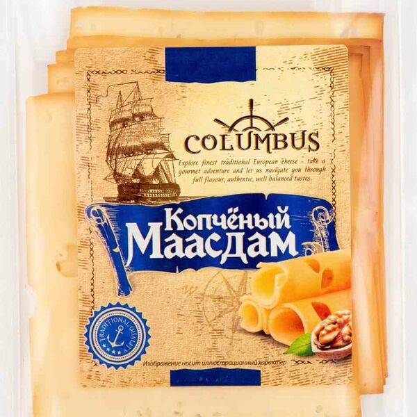 Сыр Columbus Маасдам копченый нарезка 45%
