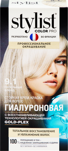 

Стойкая Крем-краска Stylist Color Pro Гиалуроновая 9.1 Пепельный блондин 115 мл
