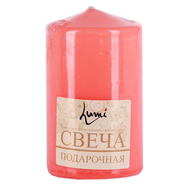 Свеча-столбик, 7х12см, лососевый