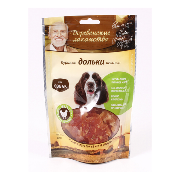 Куриные дольки для взрослых собак нежные Деревенские лакомства