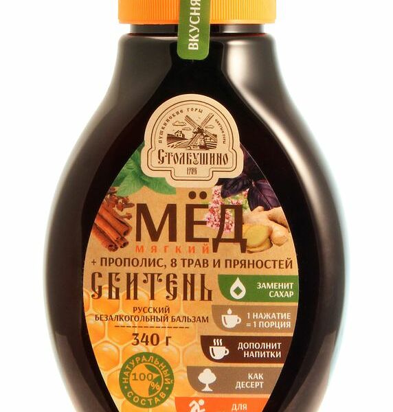 Мёд Столбушино Сбитень натуральный прополис-травы-пряности, 340г