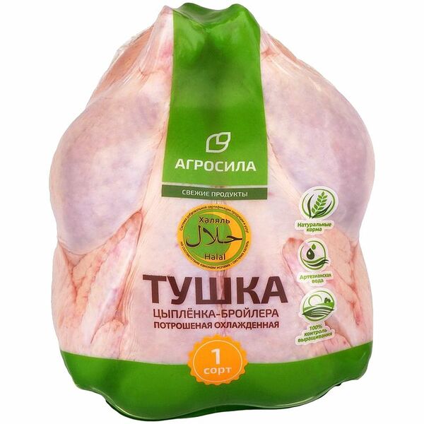 Тушка цыпленка-бройлера АГРОСИЛА Халяль охл. в/у вес