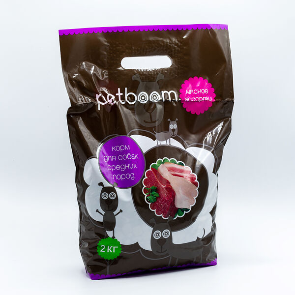 Корм сухой Petboom мясное ассорти д/собак средних пород 2кг