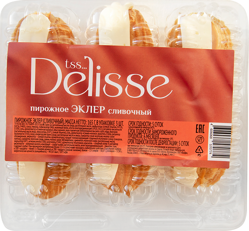 Пирожное DELISSE Эклер сливочный, 165г