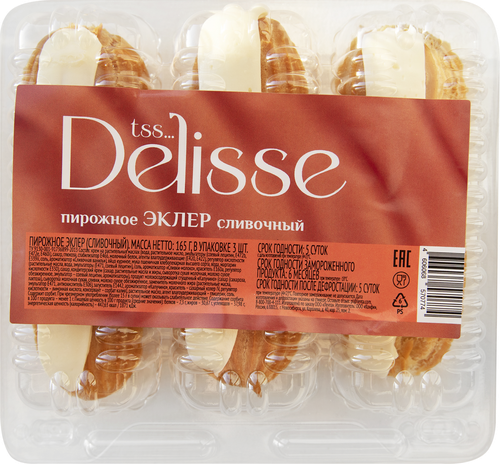 

Пирожное Delisse Эклер сливочный, 165 г
