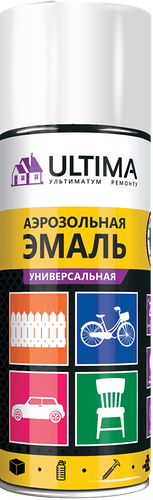 Эмаль ULTIMA Универсальная белый глянцевый RAL 9003, аэрозоль, Арт. ULT009, 520мл