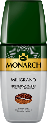 Кофе растворимый с добавлением молотого MONARCH Miligrano натуральный сублимированный, 160г