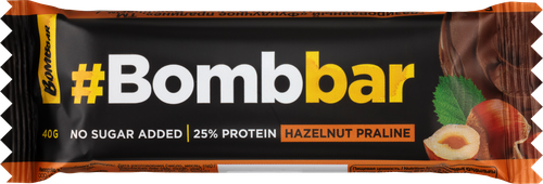 

Батончик протеиновый Bombbar глазированный Фундучное пралине 40 г