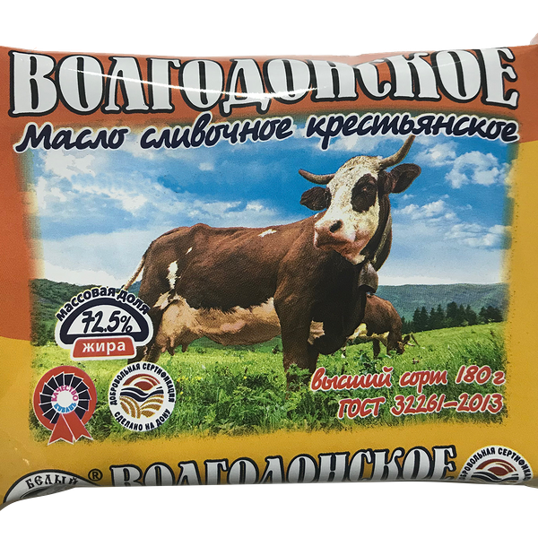 Масло сливочное Волгодонское Крестьянское 72.5%