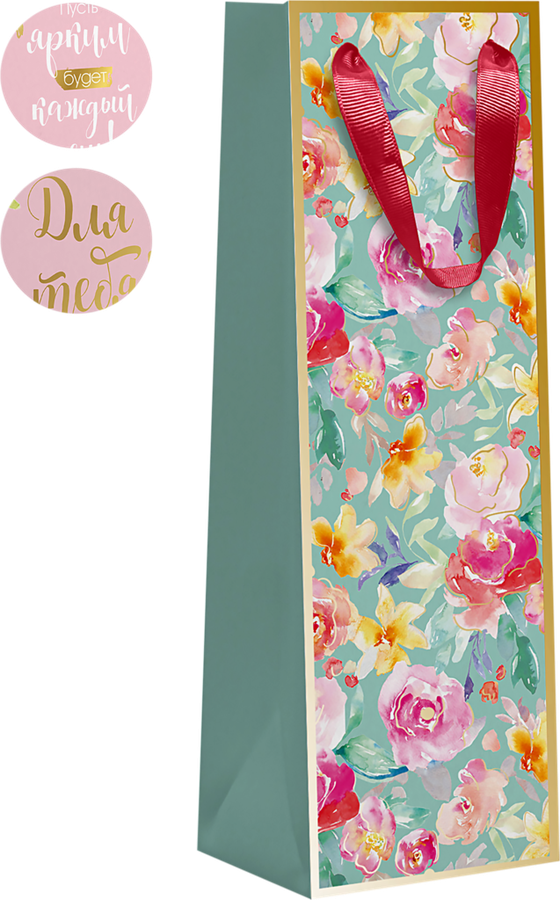 

Пакет подарочный 36х12х9,5 Art Flower под бутылку с тиснением, в ассортименте