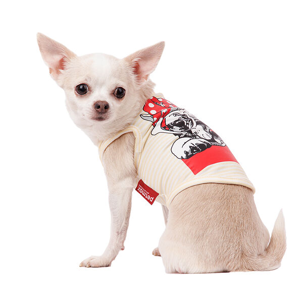 Футболка для собак с собачкой XS бежевый (унисекс)