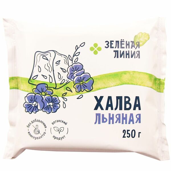 Халва льняная с семенами льна на фруктозе Зелёная Линия, 250г