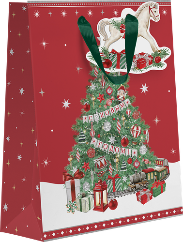   Пакет подарочный Новогодняя сказка, 22,7х18х10см, премиум, Арт. МА,в ассортименте