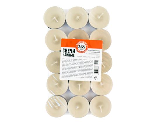 Свечи чайные 365 ДНЕЙ белый, 30шт