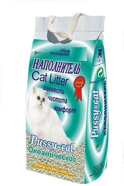 Pussy-cat наполнитель минеральный впитывающий океанический 3 кг.
