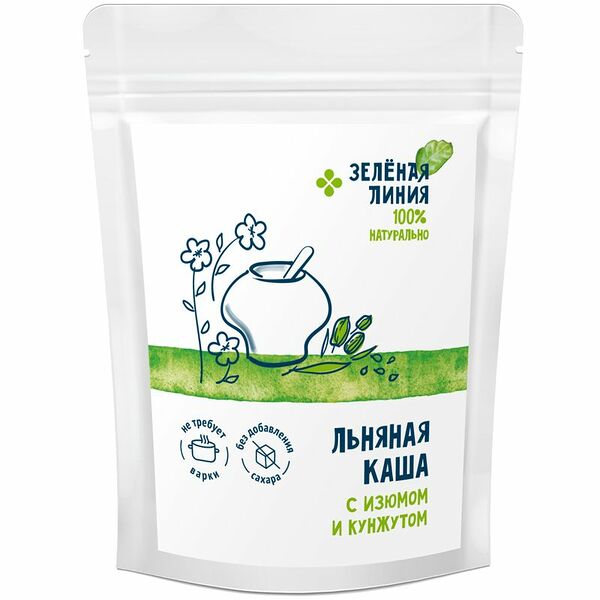 Каша льняная с изюмом и кунжутом Зелёная Линия, 250г