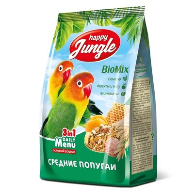 Happy Jungle Корм для средних попугаев Злаковое ассорти