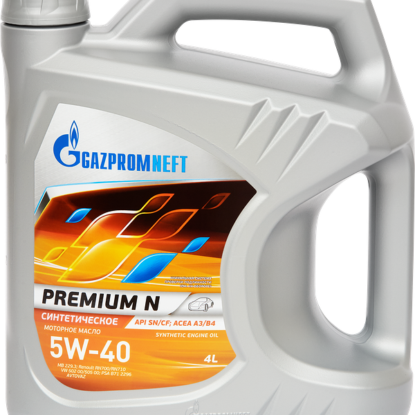 Масло моторное GAZPROMNEFT Premium N 5W-40 API SN/CF синтетическое, 4л