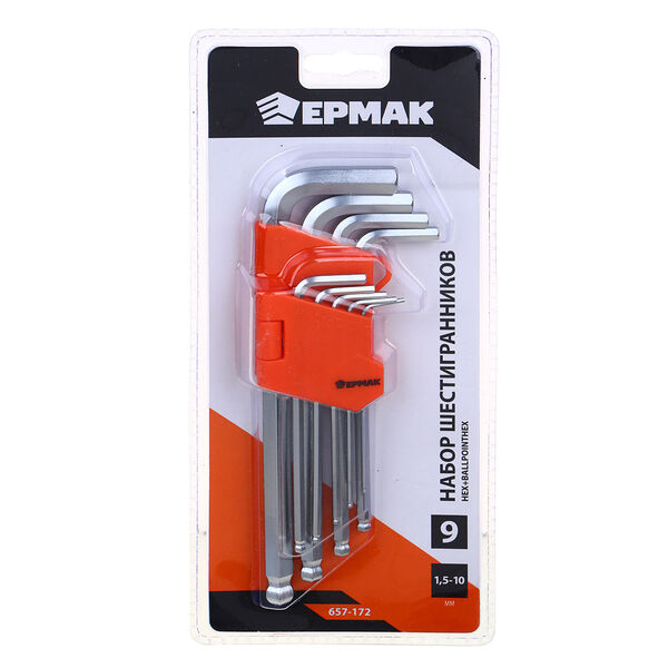 Ермак набор шестигранников hex+ballpointhex, 9 шт (1.5-10мм), блистер, jf 2160a