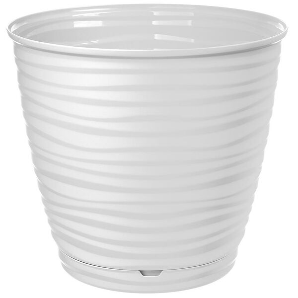 Горшок для цветов Саффрон с поддоном, 14.6 см, 1.5 л, белый