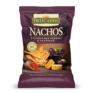 Чипсы Delicados кукурузные начос с оливками и паприкой 150г