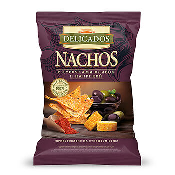 Чипсы Delicados кукурузные начос с оливками и паприкой 150г