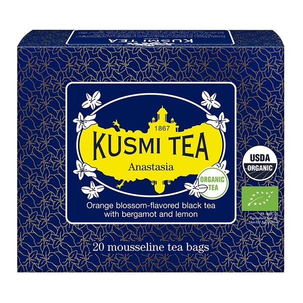 Чай чёрный Anastasia со вкусом бергамота, лимона и цветков апельсина органический пакетированный, Kusmi Tea, 20*2 г, Франция
