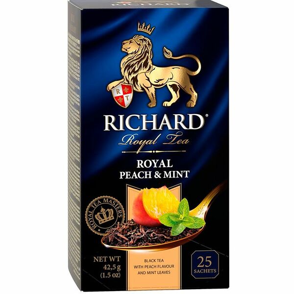 Чай черный Richard Royal Tea Royal Peach & Mint 25 саше, 42.5 г