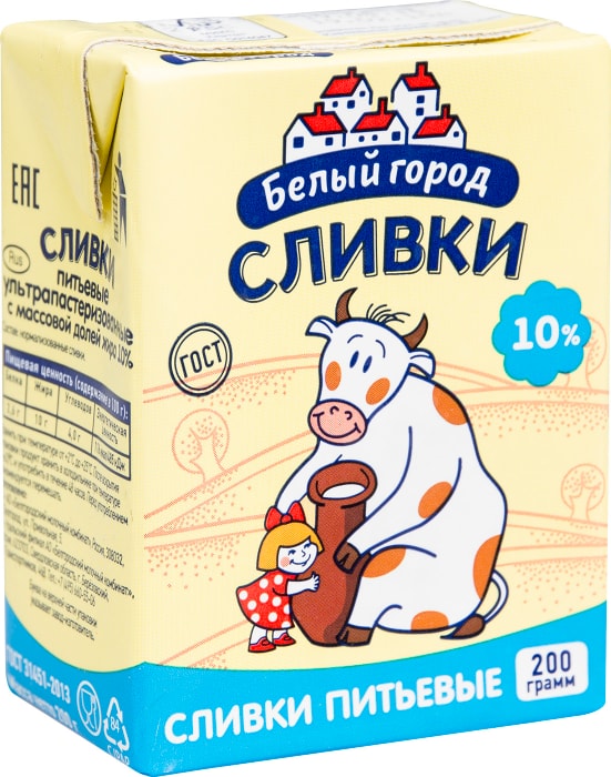

Сливки Белый город 10% 200 г