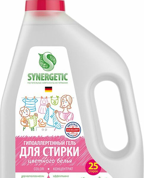 Гель для стирки цветного белья Synergetic концентрат гипоаллергенный 1500 мл
