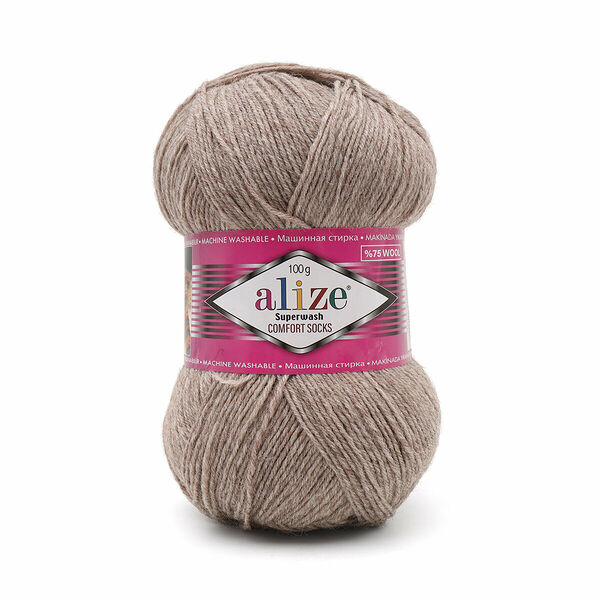 Пряжа ALIZE 'Superwash Comfort Socks' 100гр. 420м. (75% SW шерсть, 25% полиамид)(207 беж меланж)