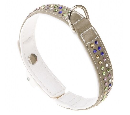 Ferplast ошейник кожаный Lux C15/28 15мм*28см, Бело-серый